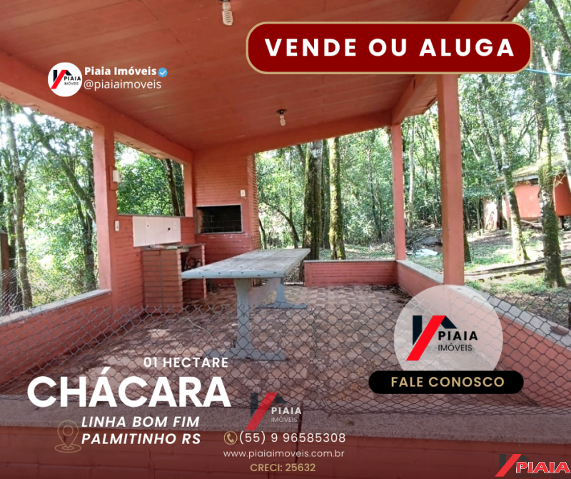 Chácara a Venda/Aluguel em Palmitinho/RS